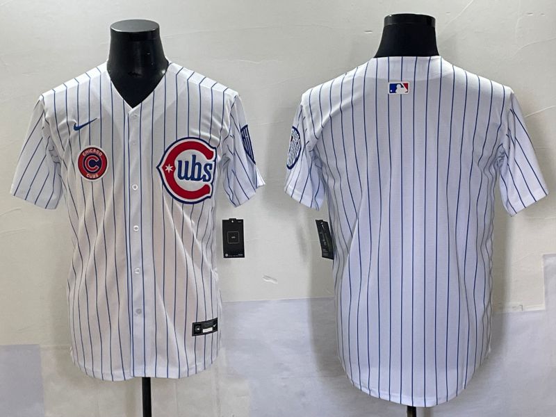 Men 2025 Chicago Cubs Blank White Stripe Fashion Nike MLB Jersey style 7034->chicago cubs->MLB Jersey
